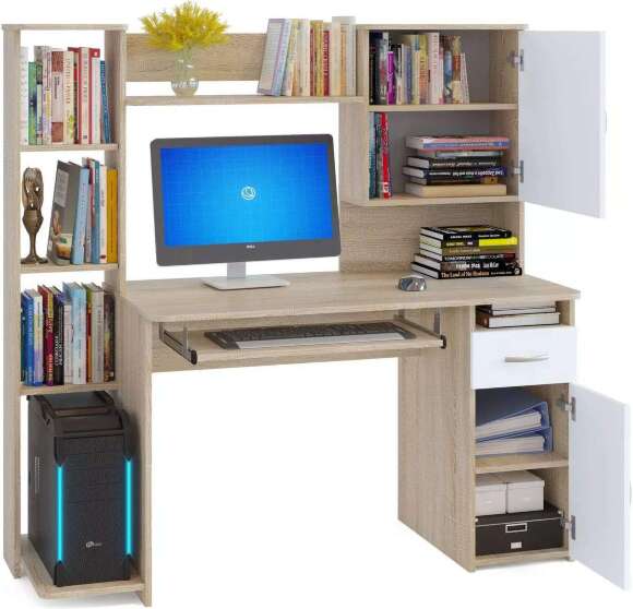 Компьютерный стол КСТ-11.1 Дуб сонома/белый