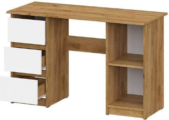 Стол письменный 120 см Денвер, Дуб золотой, белый шагрень