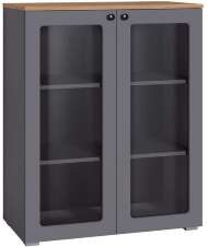 Остин Шкаф-витрина 16.394.01 графит/дуб золотой