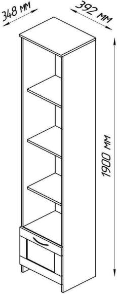 Стеллаж Сириус белый с одним ящиком