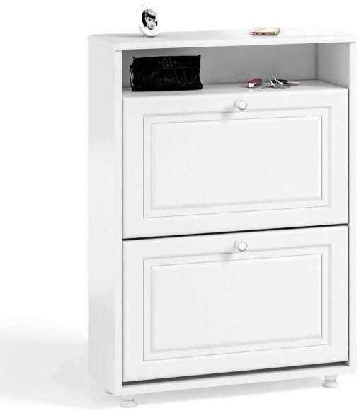 Тумба под обувь 2-х секционная Афина АФ-23 белое дерево