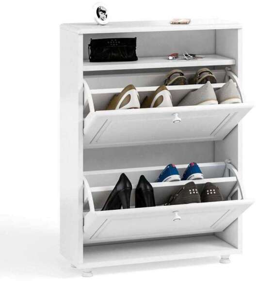 Тумба под обувь 2-х секционная Афина АФ-23 белое дерево