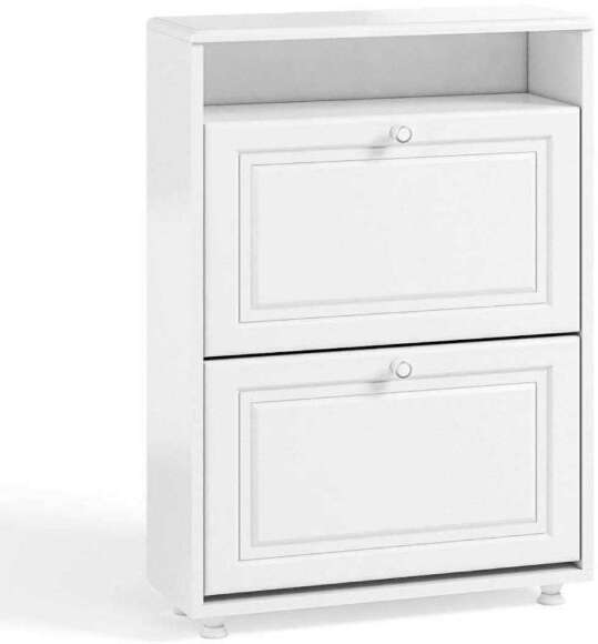 Тумба под обувь 2-х секционная Афина АФ-23 белое дерево