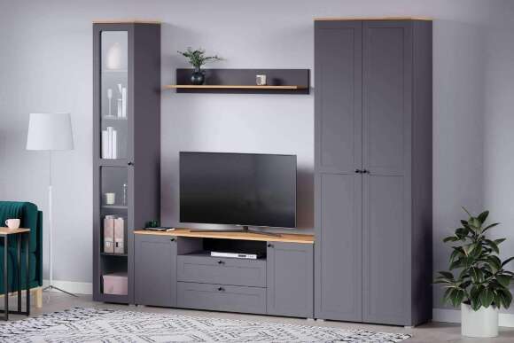 Шкаф 16.307 Остин Серый Графит, Дуб Золотой