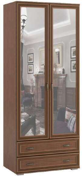 Шкаф двухстворчатый с зеркалом ЛШ-23 Ливорно DOMANI Орех донской