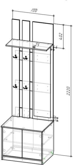 Бруно Вешалка с зеркалом Дуб Вотан / Серый графит Бруно Вешалка с зеркалом Дуб Вотан / Серый графит