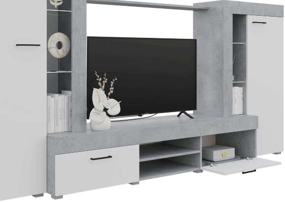 Гостиная Дельта (Горизонт) Белый / Бетон