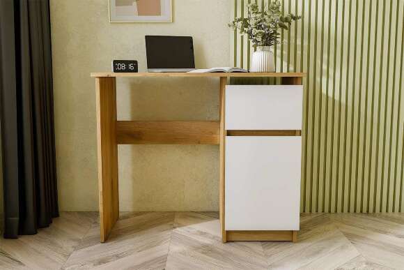 Стол письменный 900 Денвер, Дуб золотой, Белый шагрень