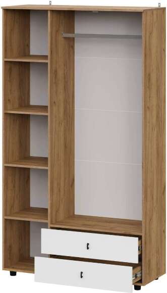 Шкаф трехстворчатый с ящиками Байкал, Дуб Золотой, Белый матовый