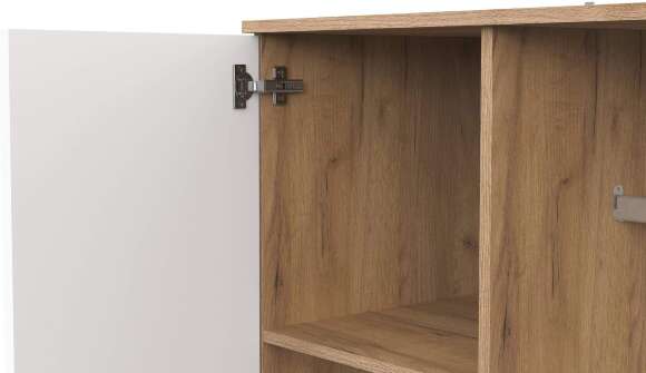 Шкаф трехстворчатый с ящиками Байкал, Дуб Золотой, Белый матовый