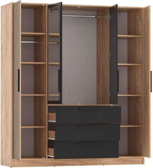83.07 шкаф для одежды Вегас Дуб золотой / Черный