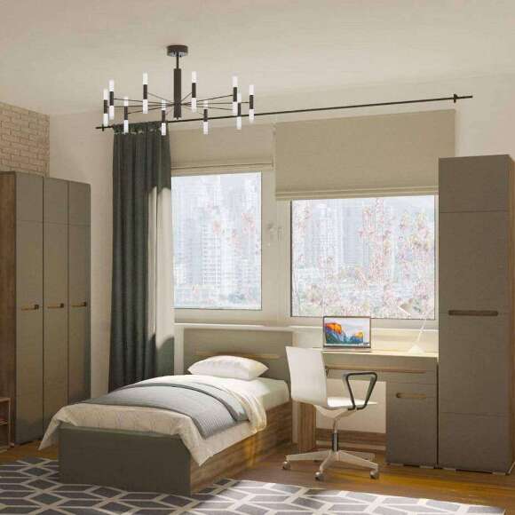 Кровать 90х200 Наоми КР-12 с настилом (БТС) Графит Кровать 90х200 Наоми КР-12 с настилом (БТС) Графит