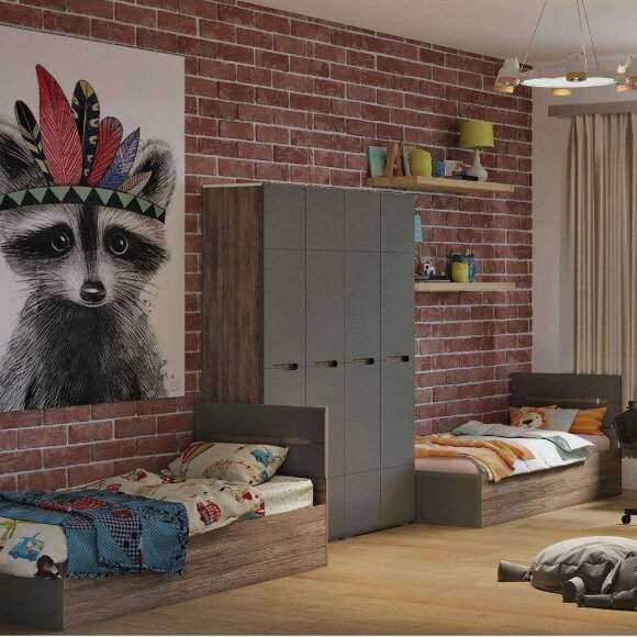 Кровать 90х200 Наоми КР-12 с настилом (БТС) Графит Кровать 90х200 Наоми КР-12 с настилом (БТС) Графит