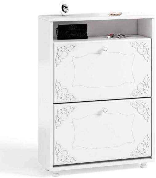 Тумба под обувь 2-х секционная Италия ИТ-23 белое дерево Тумба под обувь 2-х секционная Италия ИТ-23 белое дерево