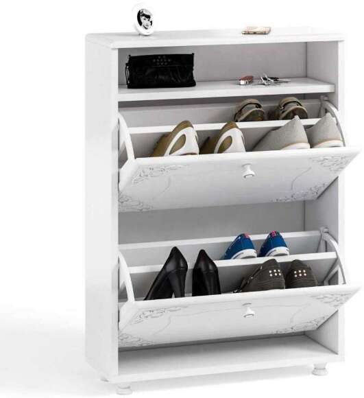 Тумба под обувь 2-х секционная Италия ИТ-23 белое дерево Тумба под обувь 2-х секционная Италия ИТ-23 белое дерево