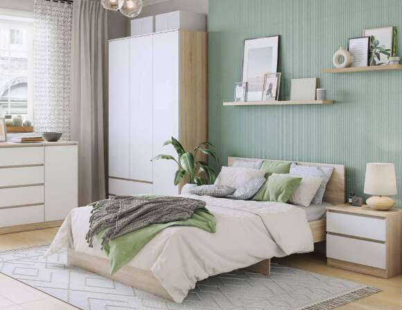 Кровать с ящиками 140х200 Лори  (MLK) Дуб сонома/Белый Кровать с ящиками 140х200 Лори  (MLK) Дуб сонома/Белый