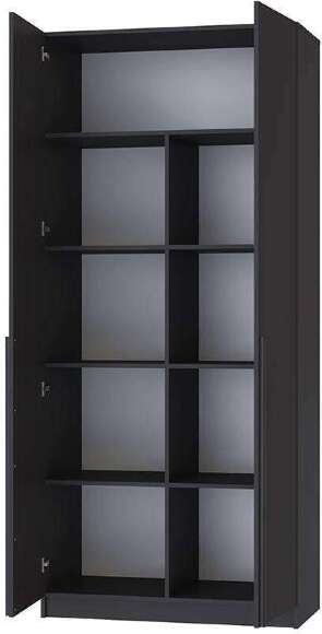 Шкаф распашной с полками Феникс, графит/олива софт Шкаф распашной с полками Феникс, графит/олива софт