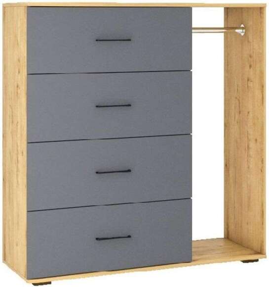 Бруно Комод со штангой Дуб Вотан / Серый графит