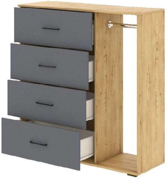 Бруно Комод со штангой Дуб Вотан / Серый графит