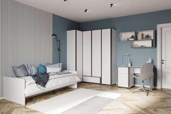 Кровать с подъёмным механизмом Асцелла 90х200, Белый, Графит серый Кровать с подъёмным механизмом Асцелла 90х200, Белый, Графит серый