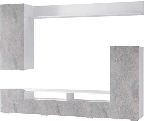 Стенка в гостиную Диаманд (БТС) Цемент / Белый
