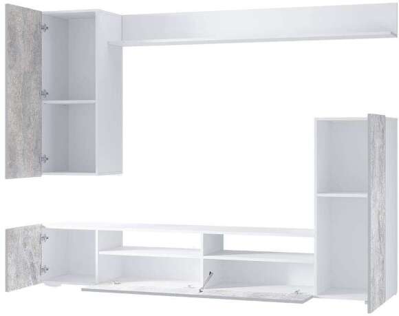 Стенка в гостиную Диаманд (БТС) Цемент / Белый