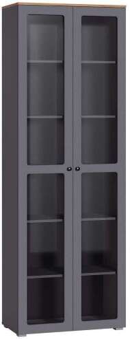 Остин Шкаф-витрина 16.394.02 графит/дуб золотой