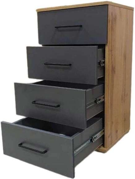 Бруно Комод узкий Дуб Вотан / Серый графит Бруно Комод узкий Дуб Вотан / Серый графит