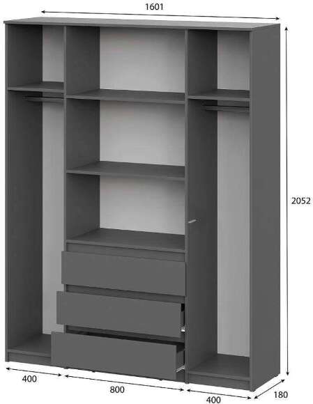 Шкаф для одежды и белья Денвер, графит