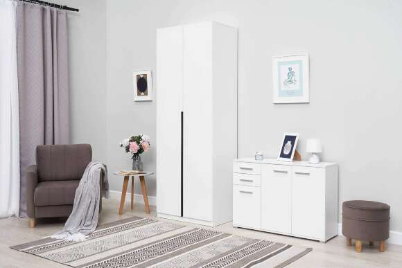 Шкаф распашной с наполнением (3 полки + штанга) ШК 5 (800), Белый