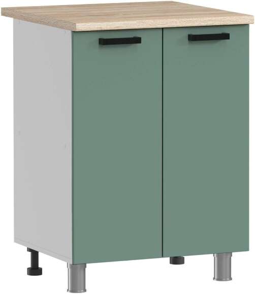 МК Аленушка Н 600 Орешник, Матовая Мята, скоба черный (со столешницей)