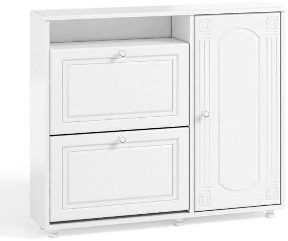 Тумба под обувь 2-х секционная с дверью Афина АФ-24 белое дерево