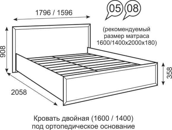 Кровать 160х200 с основанием Венеция 05 (Ижмебель)