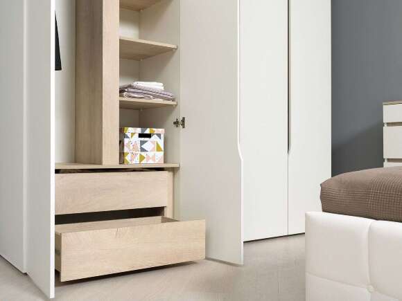 Спальня Муссон 2 Белый/Дуб Эндгрейн