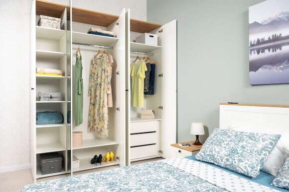 Шкаф для одежды 13.336.03, Белый шагрень, Дуб золотой Шкаф для одежды 13.336.03, Белый шагрень, Дуб золотой