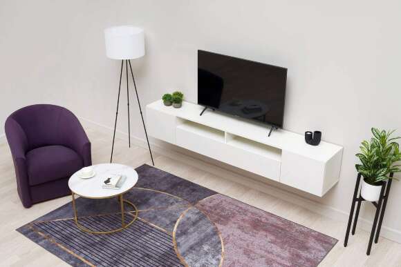 Тумба для ТВ Грейс белая текстурная