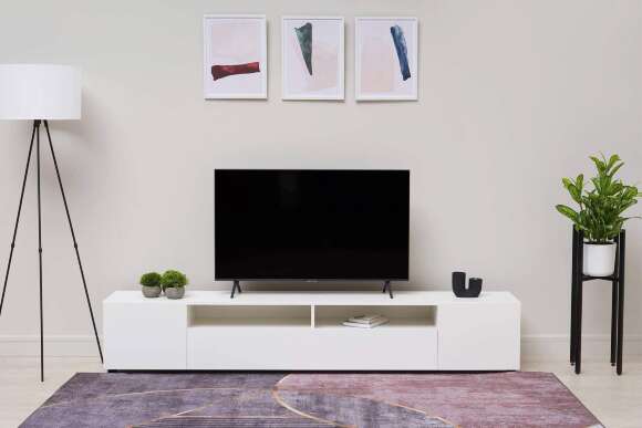 Тумба для ТВ Грейс белая текстурная