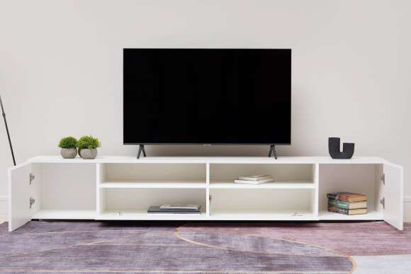 Тумба для ТВ Грейс белая текстурная