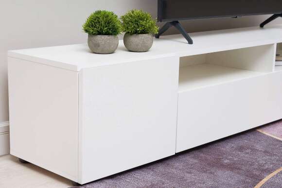 Тумба для ТВ Грейс белая текстурная