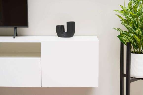 Тумба для ТВ Грейс белая текстурная