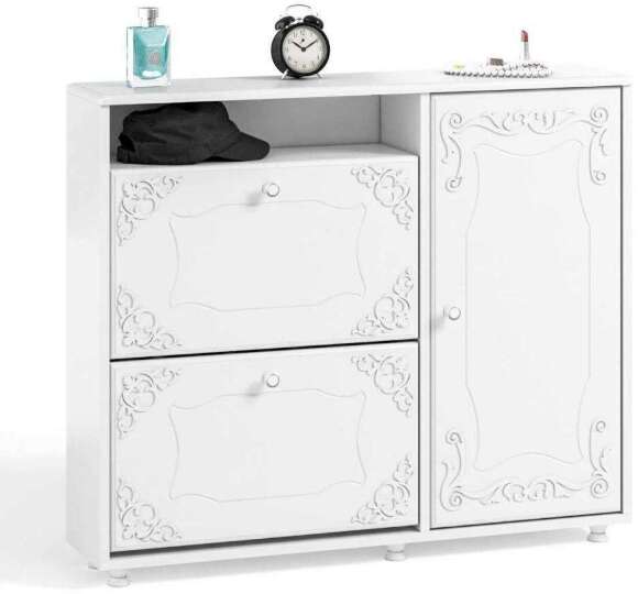 Тумба под обувь 2-х секционная с дверью Италия ИТ-24 белое дерево Тумба под обувь 2-х секционная с дверью Италия ИТ-24 белое дерево