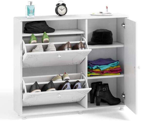 Тумба под обувь 2-х секционная с дверью Италия ИТ-24 белое дерево Тумба под обувь 2-х секционная с дверью Италия ИТ-24 белое дерево