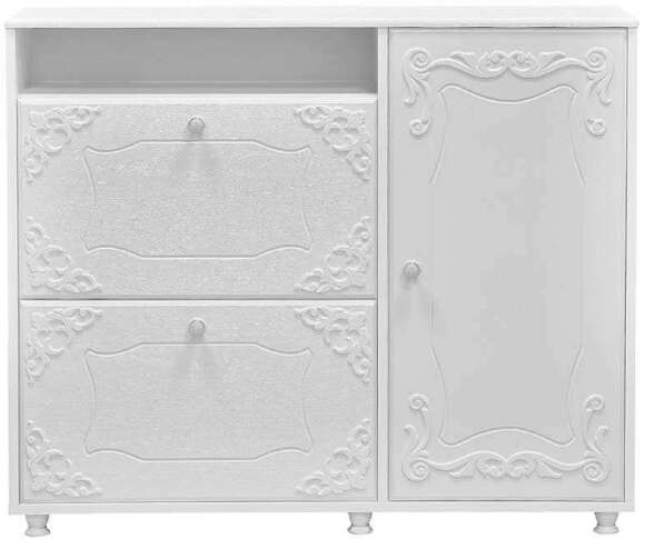 Тумба под обувь 2-х секционная с дверью Италия ИТ-24 белое дерево Тумба под обувь 2-х секционная с дверью Италия ИТ-24 белое дерево