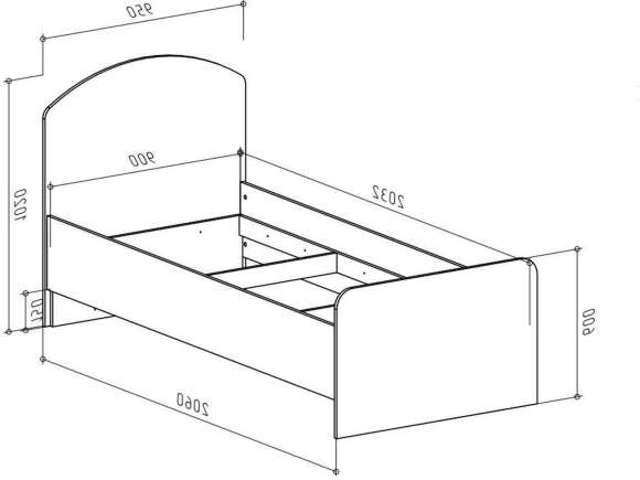 Бруно Кровать односпальная 900 Дуб Вотан / Серый графит Бруно Кровать односпальная 900 Дуб Вотан / Серый графит