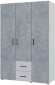 Шкаф трехдверный с ящиками Victor, белый/бетон