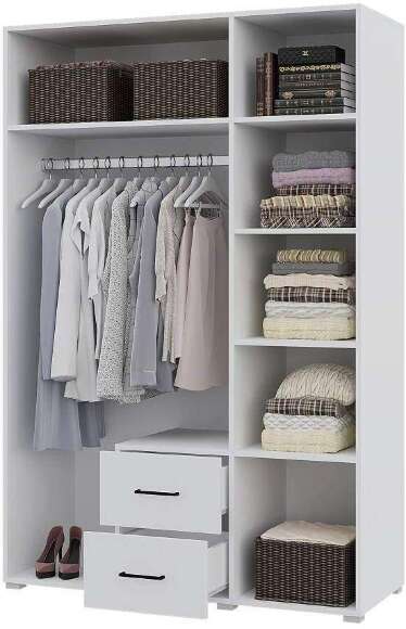 Шкаф трехдверный с ящиками Victor, белый/бетон