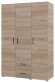 Шкаф трехдверный с ящиками Victor, дуб сонома