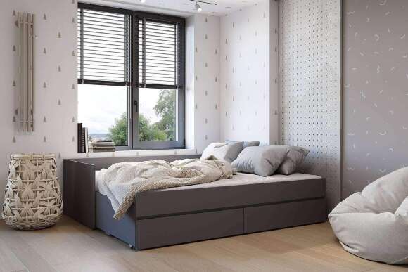 Кровать-трансформер с матрасом-трансформером Симпл КР-51, графит