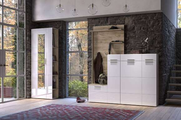 Сталлаж Лайн 10.141, Дуб серый, Белый Сталлаж Лайн 10.141, Дуб серый, Белый