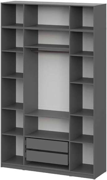 ШК 5 шкаф 1600 + антресоль + полки 1 комплект + ящики 1 комплект / Графит